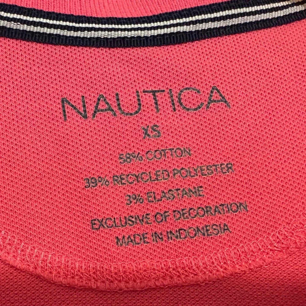 Nautica Women's Coral Pink Short Sleeve Collared Polo Mini Dress XS Summer - Picture 3 of 5